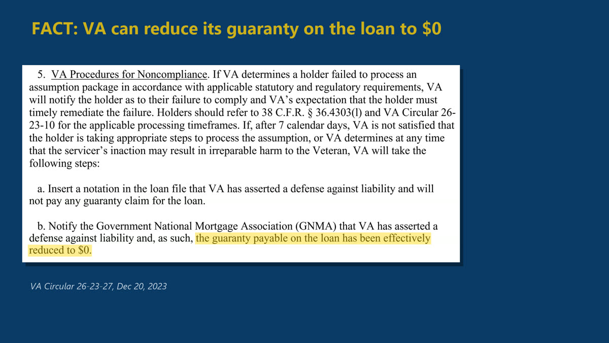 VA Circular 26-23-27 with the paragraph on reducing the guaranty to $0 highlighted